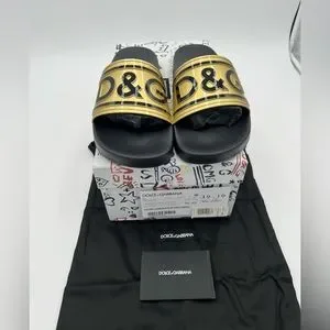 New Dolce & Gabbana Men\'s Sandals Size 42 Slider Gold Dolce & Gabbana | Shoes | New Dolce Gabbana Mens Sandals  main image 2
